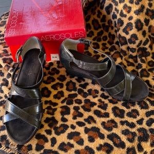 Aerosoles Wedge Sandals Black 9.5